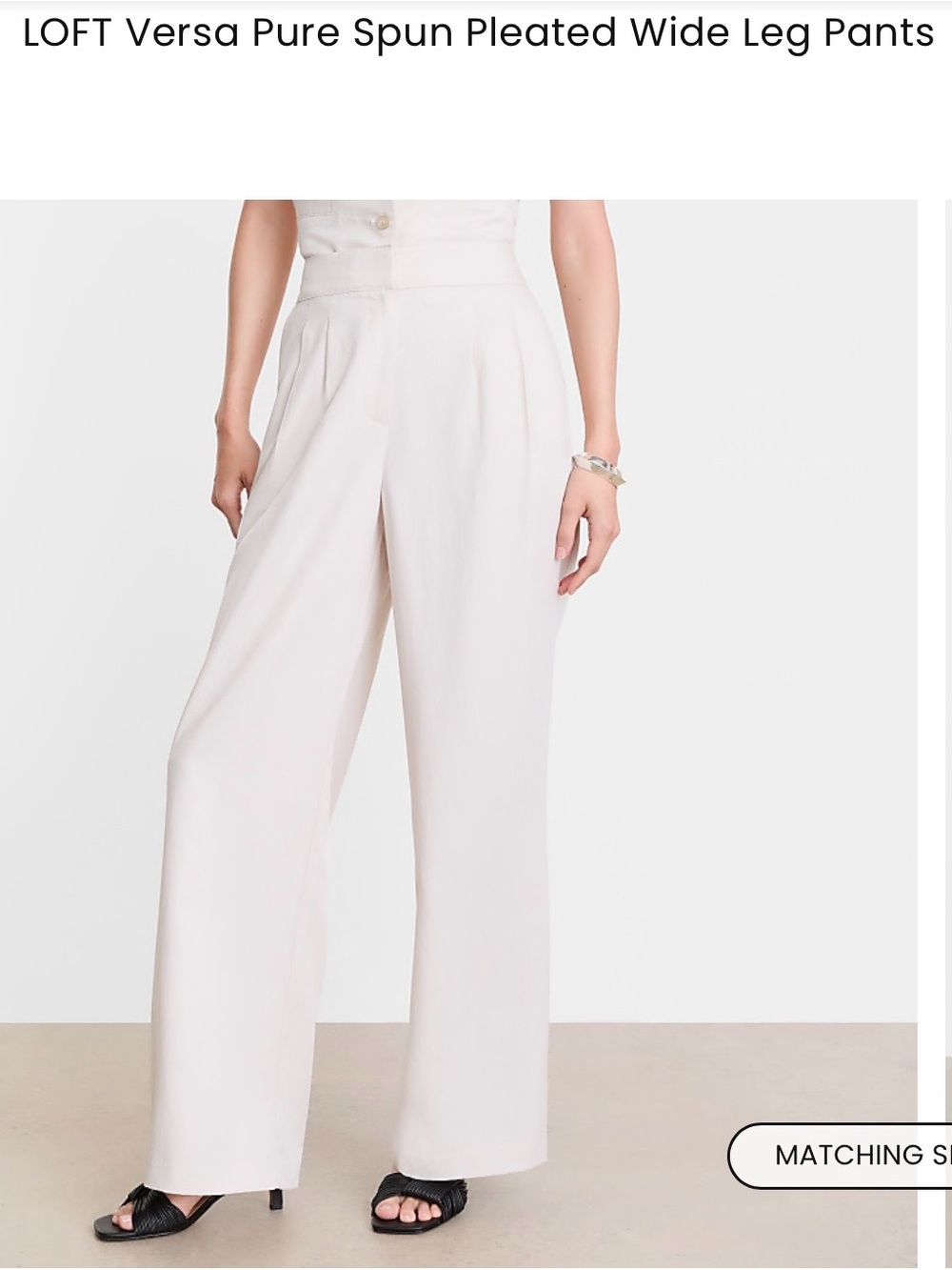 LOFT Versa Pure Spun Pleated Wide Leg Pant in color Pale Pumice / Khaki
